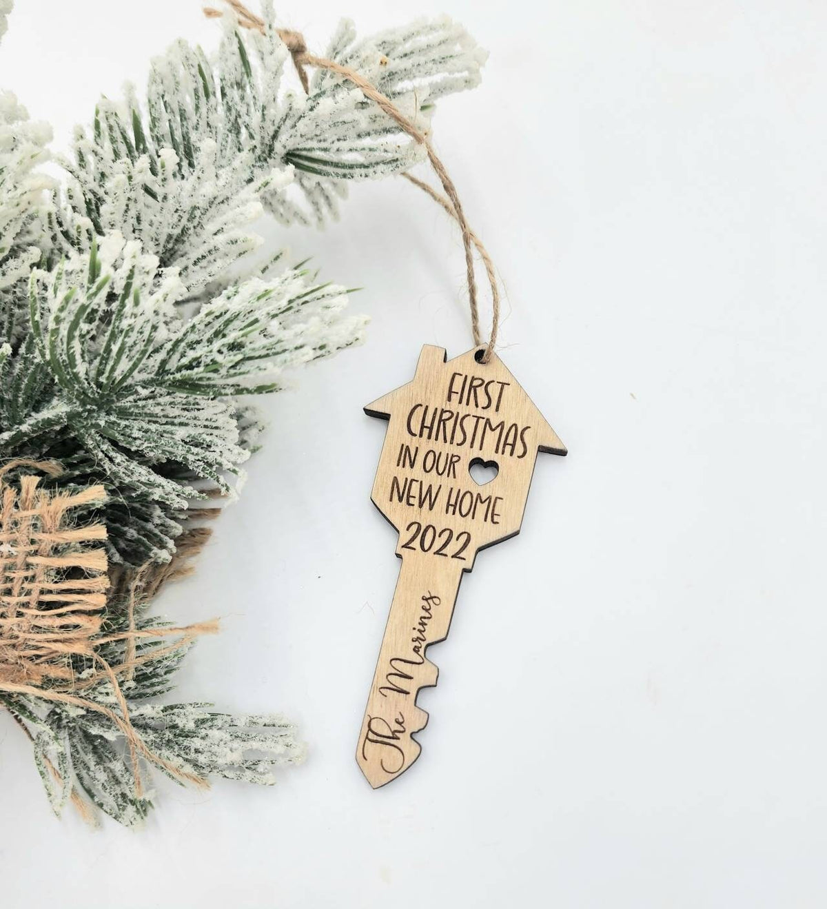 New Home Ornament, Personalized First Christmas in new home ornament 2024 | house key wood ornament | Housewarming Gift