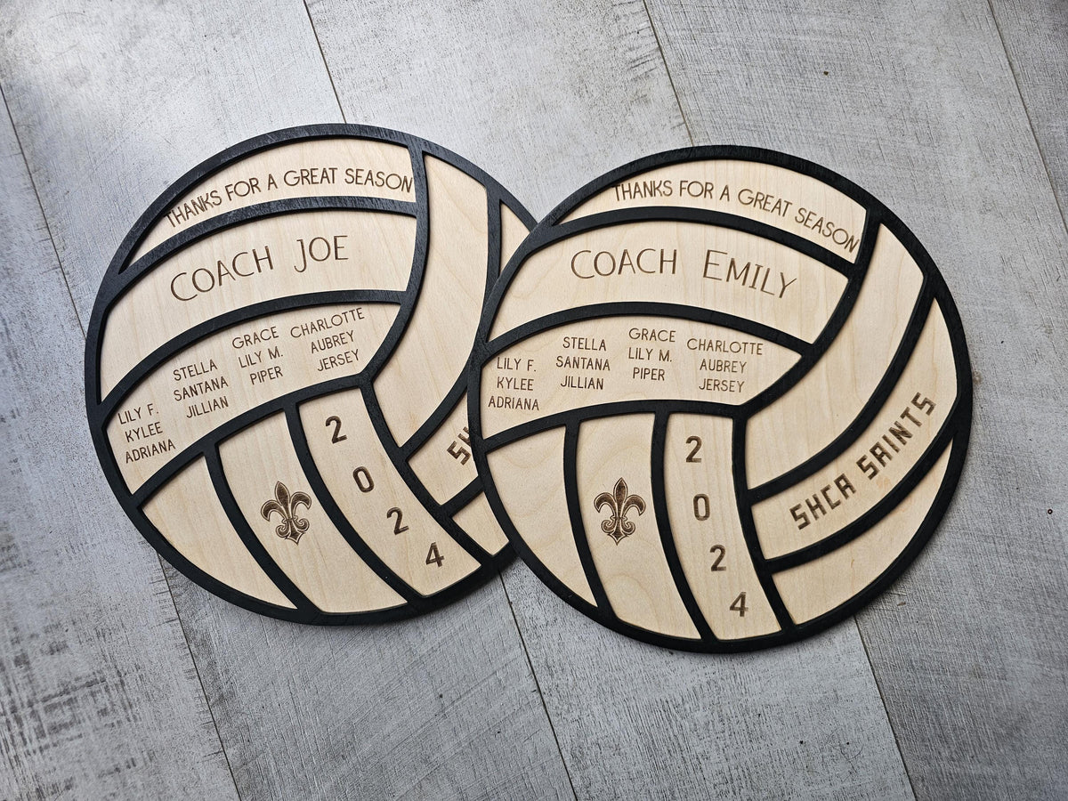 Personalized Volleyball Coach Gift Plaque, Engraved Wood Volleyball Decor Gift for Coach