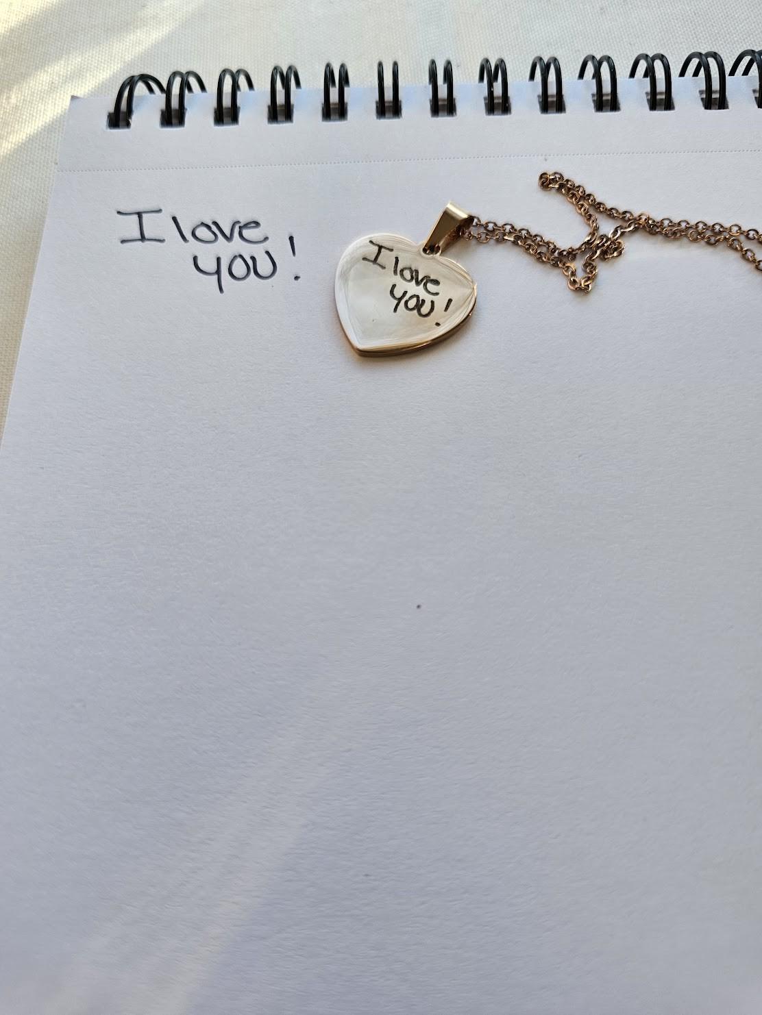 Personalized Stainless-Steel Heart-Shaped Necklace with Your Handwritten Words, Sentimental Custom Engraved Jewelry, Engraved