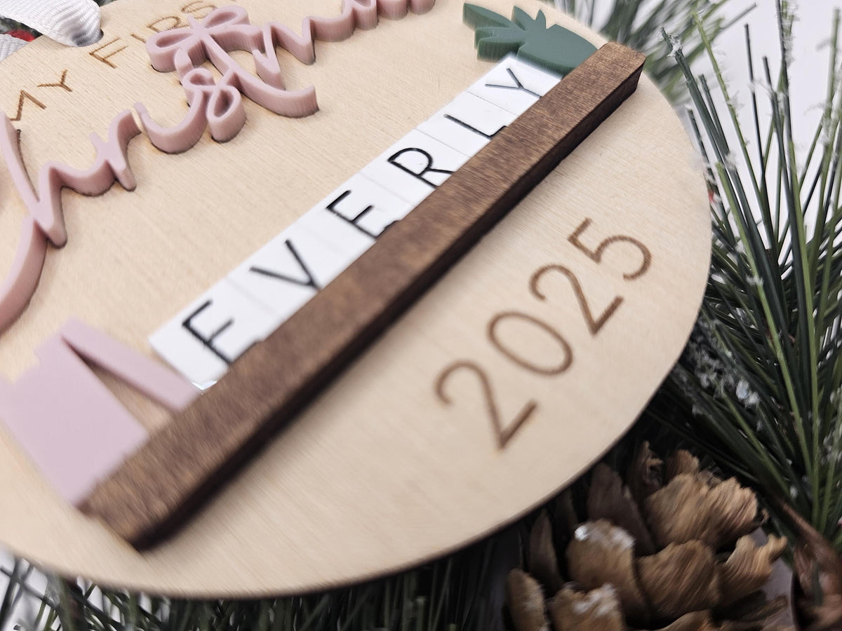 Handmade Baby’s First Christmas Ornament • Personalized Wooden Ornament • Pink or Blue • Keepsake Gift 2026 Baby Girl Baby Bo