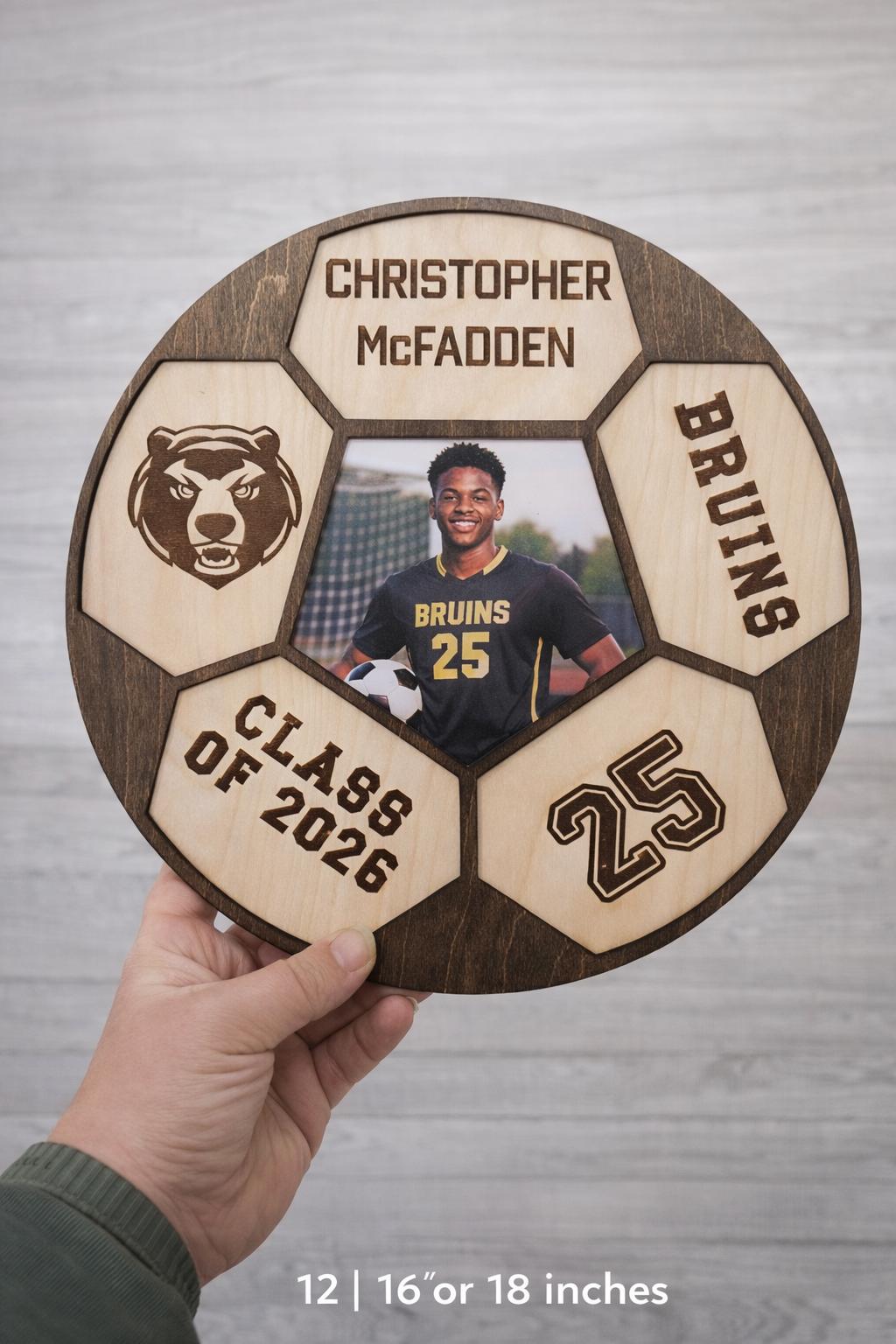 Personalized Soccer Senior Plaque | Senior Night Gift | Custom Photo Soccer Sign | Graduation Soccer Decor | Engraved Wood So