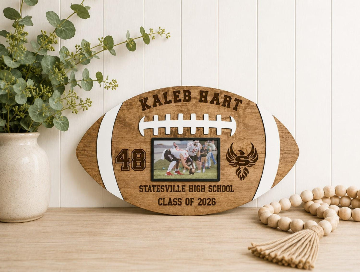 Personalized Football Player Plaque with Photo Graduation 2027 Senior night Gift Customizable Football Award Wood Football Ke