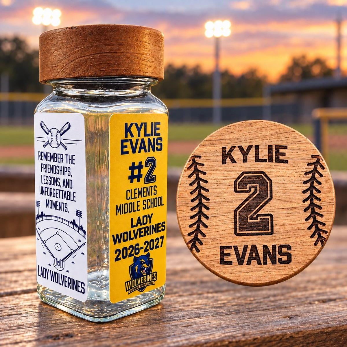Personalized Softball Dirt Keepsake Jar
