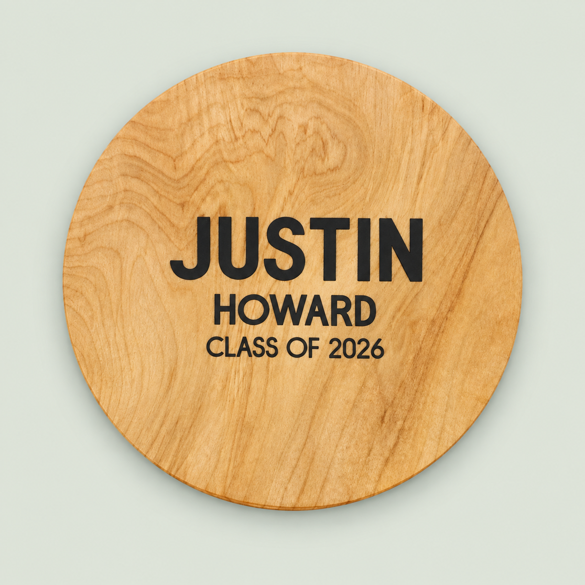 Personalized maple wood graduation guest book on soft sage