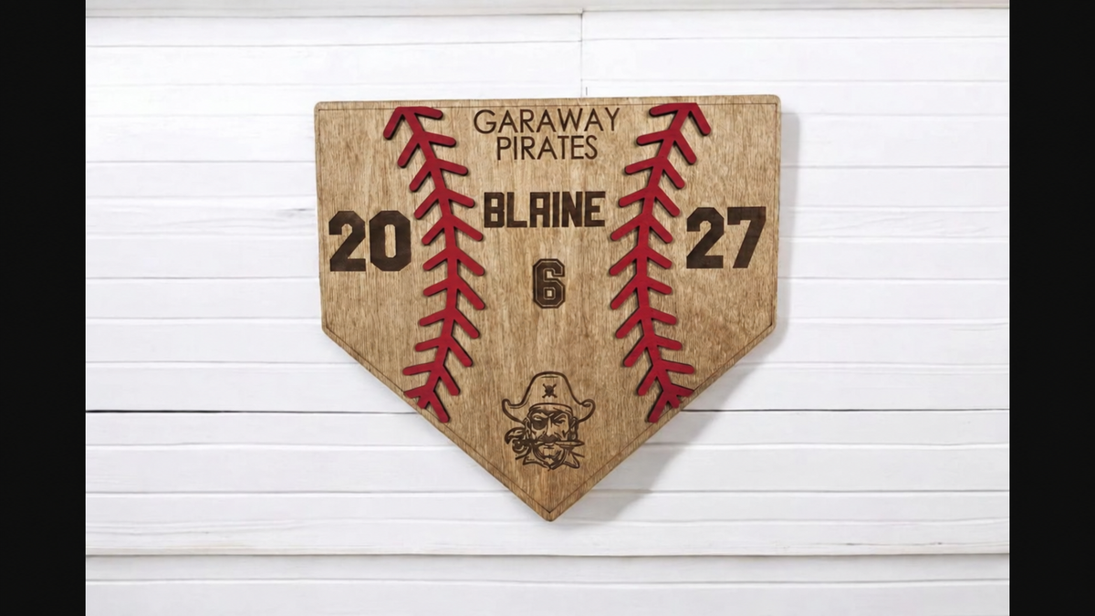 Personalized baseball senior plaque with split 2027 year and team logo