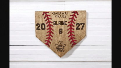Personalized baseball senior plaque with split 2027 year and team logo
