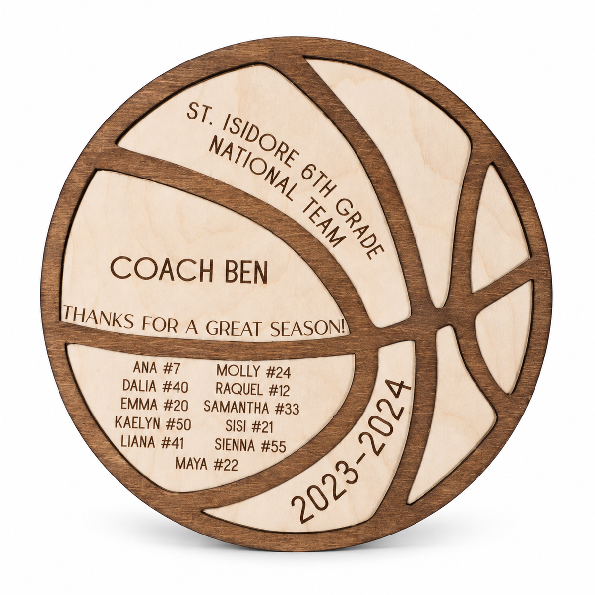 Personalized basketball gift on a clean white background