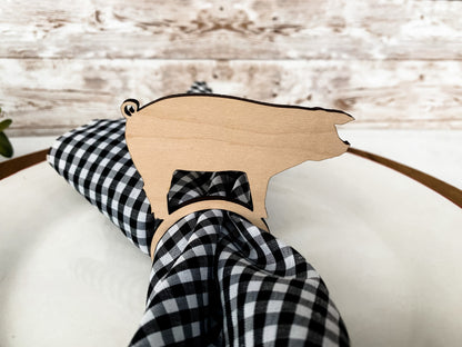 Farmhouse napkin rings, personalized wood farm animal napkin rings,  cow chicken pig, farm kitchen decor,  cow napkin ring, c