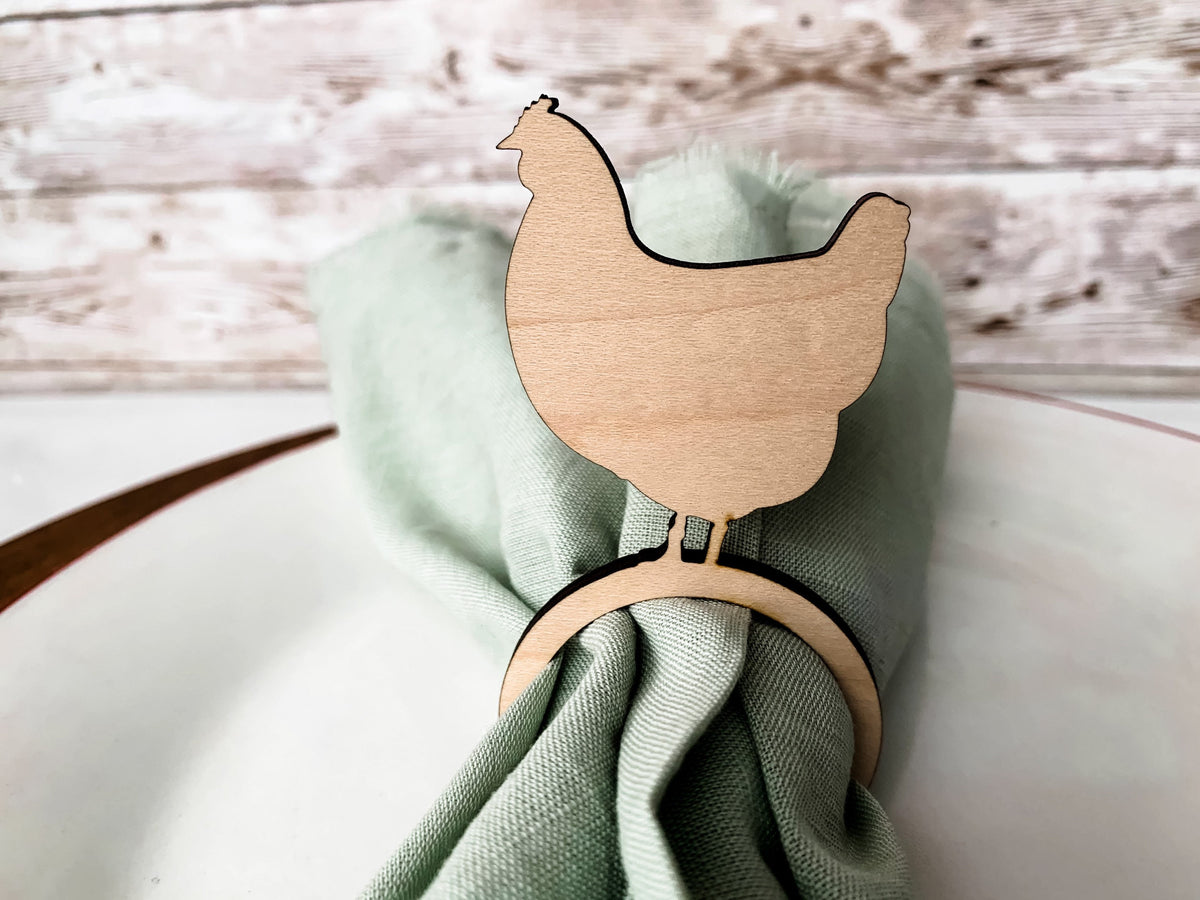 Farmhouse napkin rings, personalized wood farm animal napkin rings,  cow chicken pig, farm kitchen decor,  cow napkin ring, c