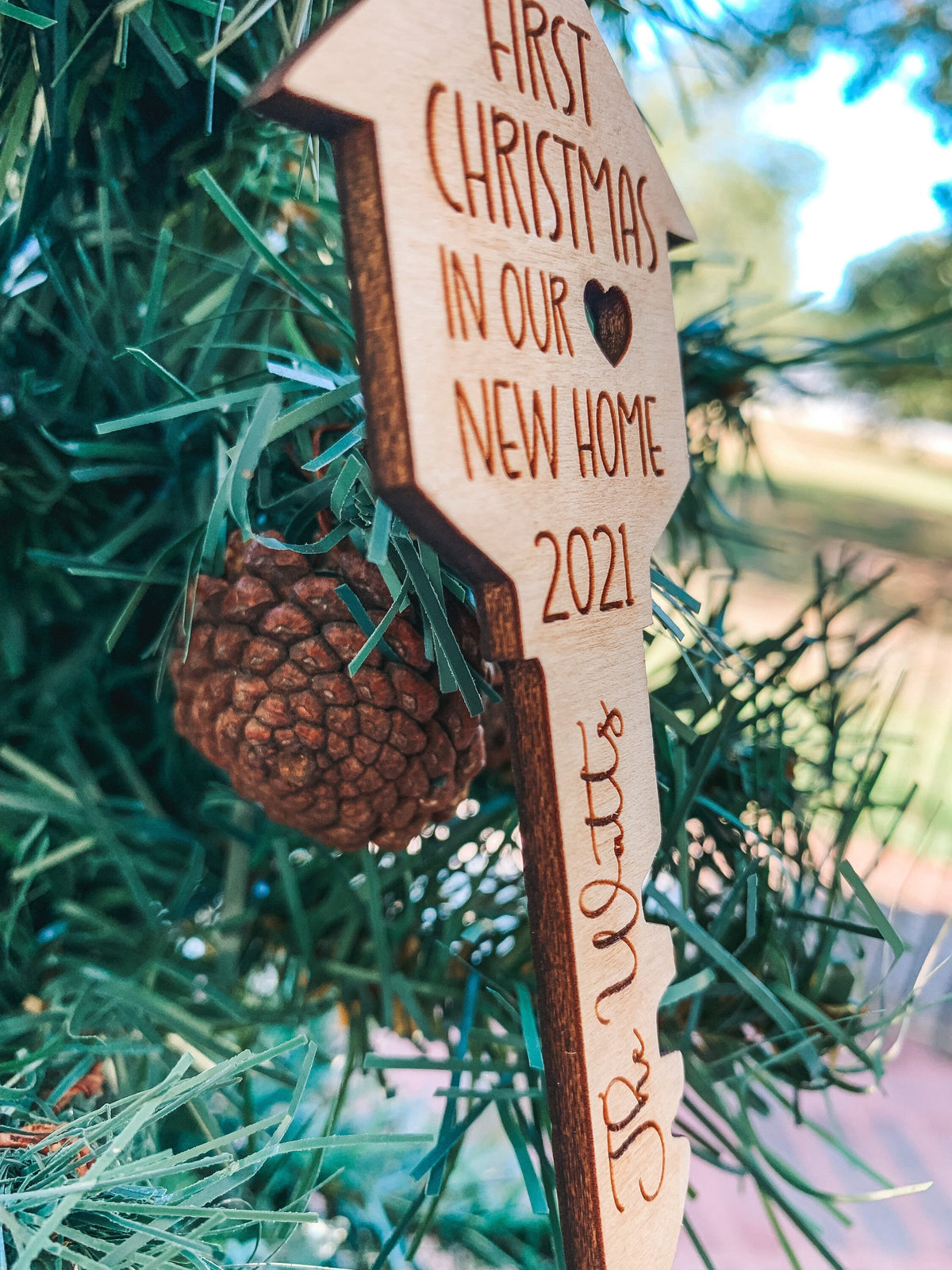 New Home Ornament,  Personalized First Christmas in new home ornament 2024 | house key wood ornament | Housewarming Gift