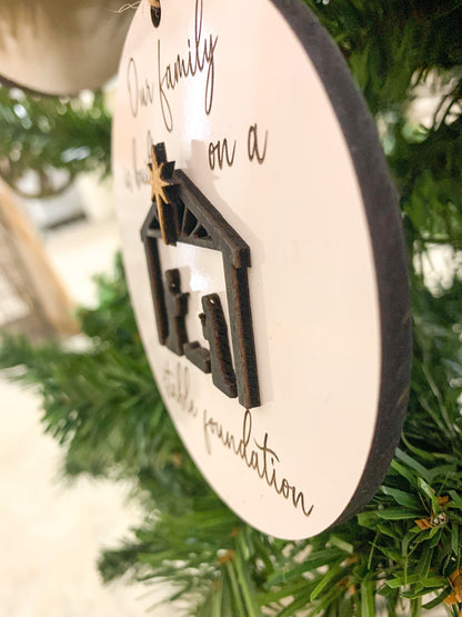 Nativity Ornament, Our Family Is Built On A Stable Foundation 3D Layered Wood Christian Ornament, Christian Decor, Nativity S