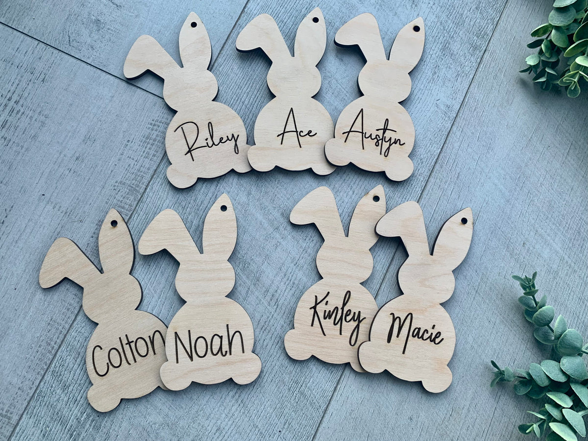 Personalized Bunny Shaped Easter Basket Tag