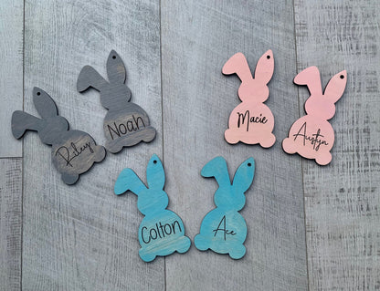 Personalized Bunny Shaped Easter Basket Tag