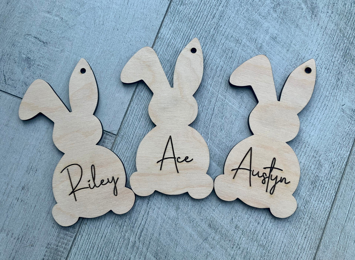 Personalized Bunny Shaped Easter Basket Tag