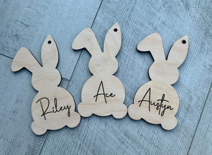 Personalized Bunny Shaped Easter Basket Tag