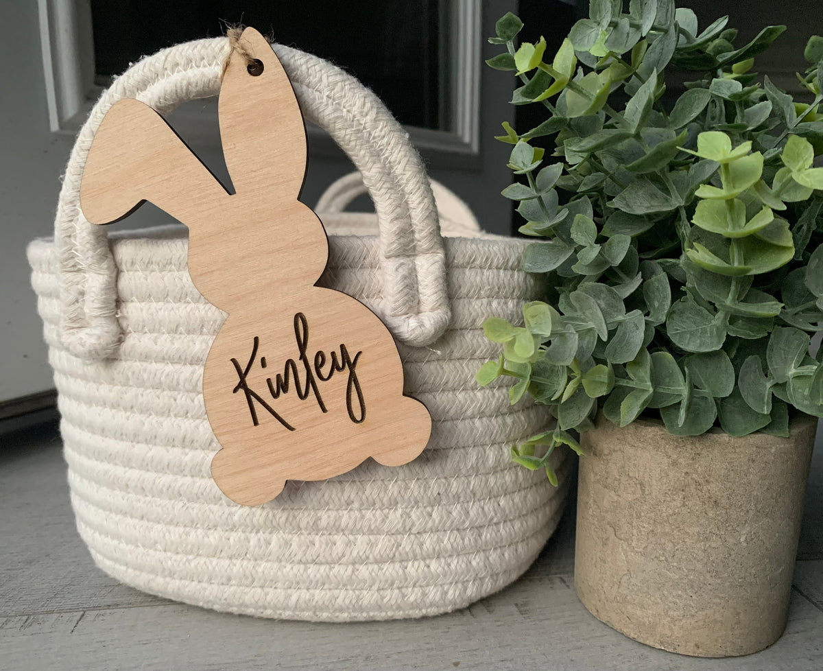 Personalized Bunny Shaped Easter Basket Tag