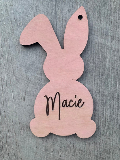 Personalized Bunny Shaped Easter Basket Tag