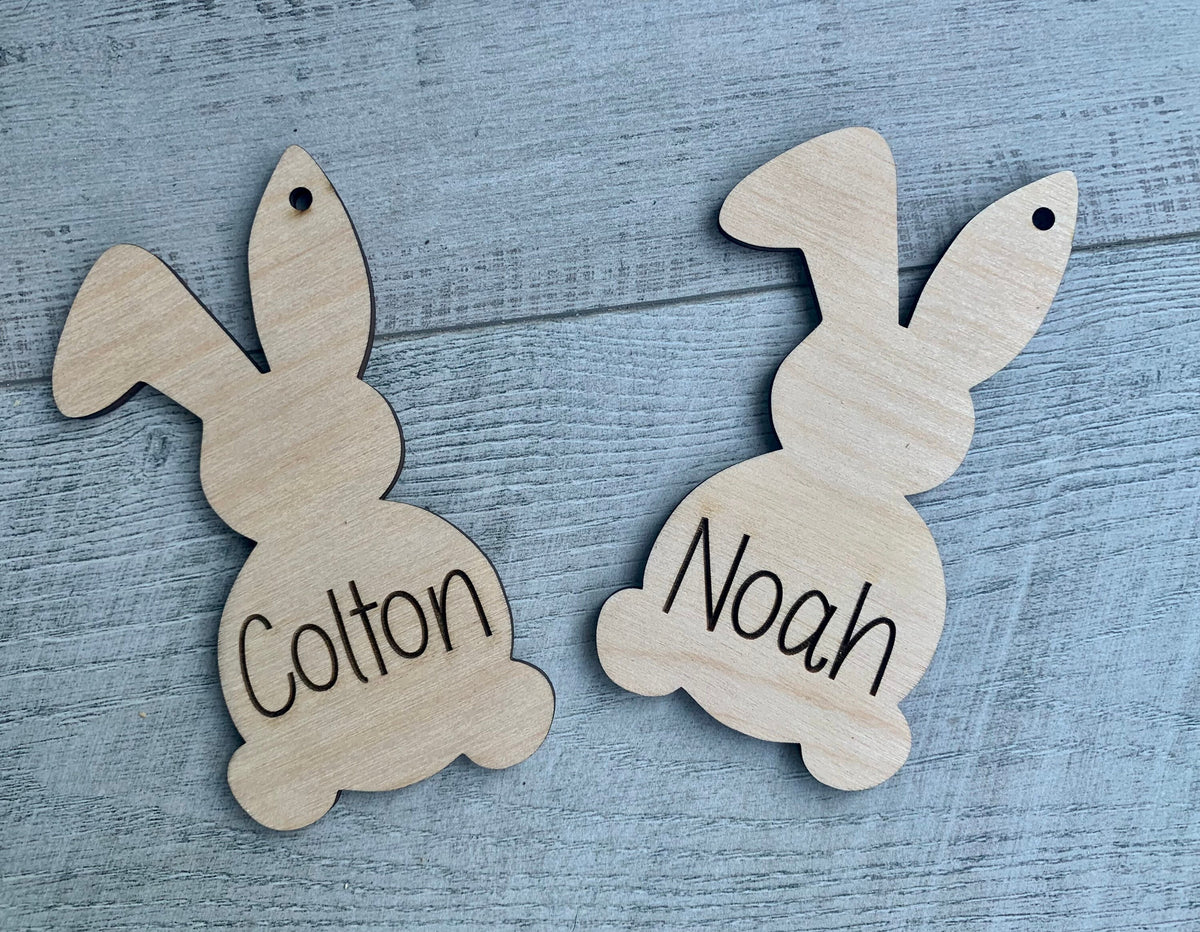 Personalized Bunny Shaped Easter Basket Tag