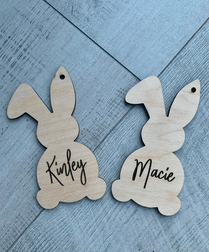 Personalized Bunny Shaped Easter Basket Tag