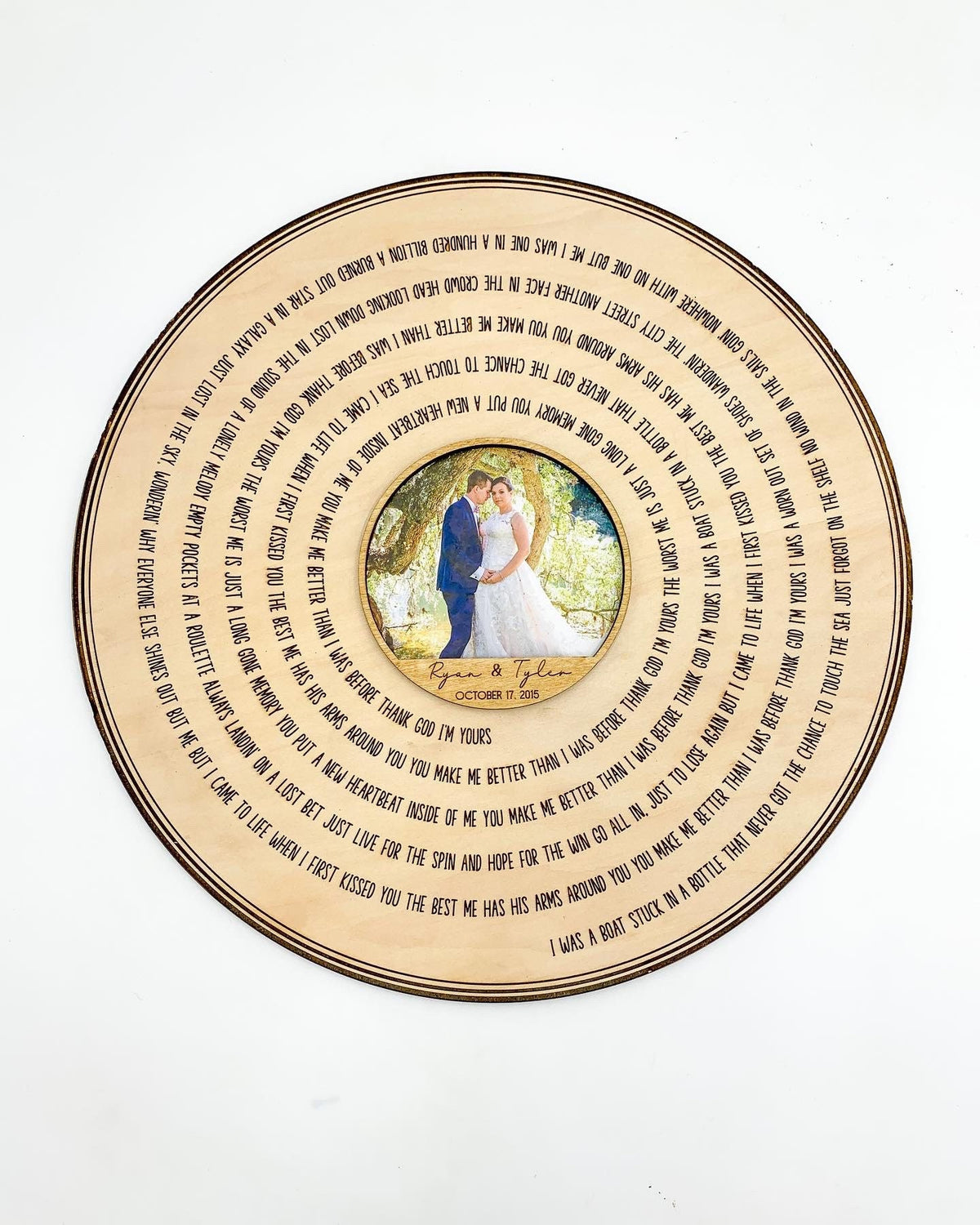 Custom Anniversary Gift, Engraved Song Lyric Wedding Song, Custom Picture Frame First Dance Wooden Record Wedding Anniversary
