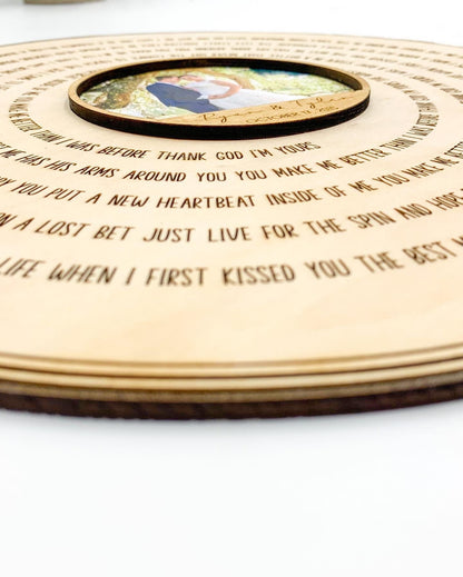 Custom Anniversary Gift, Engraved Song Lyric Wedding Song, Custom Picture Frame First Dance Wooden Record Wedding Anniversary