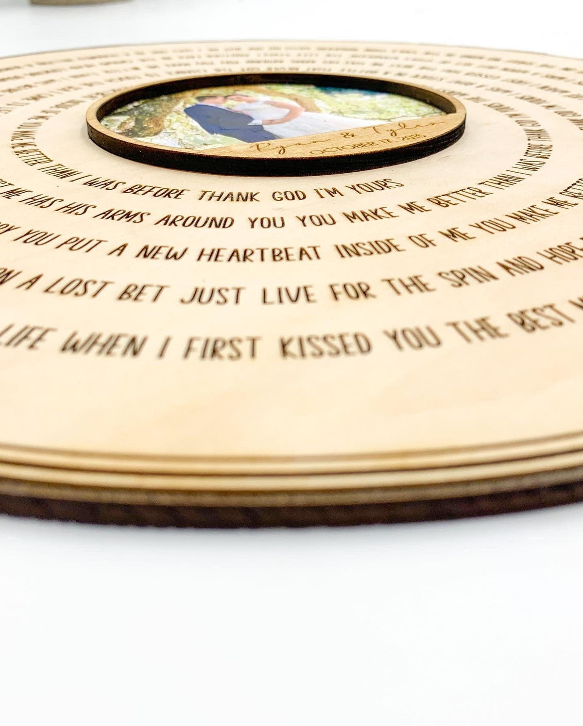 5th Wedding Anniversary Wood Gift, Custom Song Record Wall Decor, Personalized Engraved Wood Sign with Photo