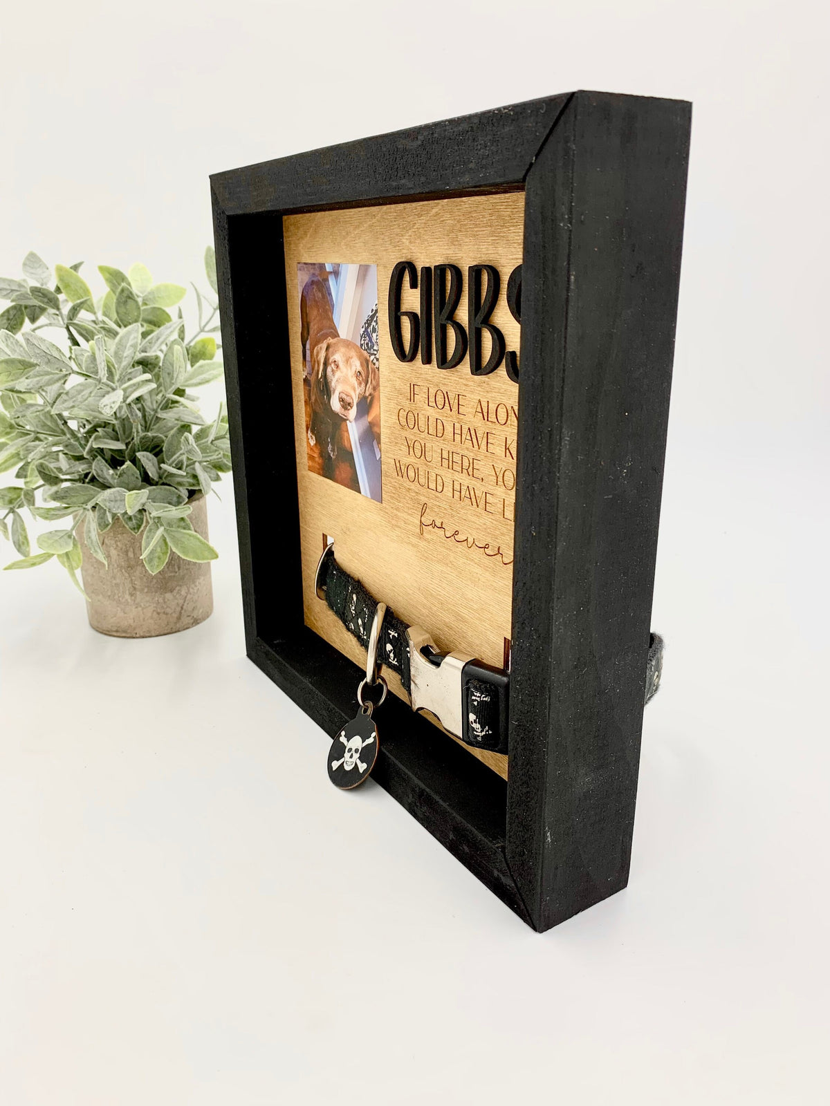 Personalized Pet Memorial Collar Display, Dog Remembrance Framed Display Printed Picture, Rainbow Bridge Pet loss Gift, Dog L