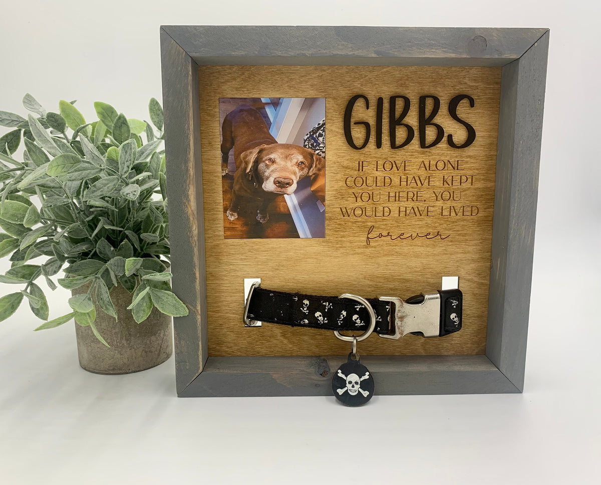 Personalized Pet Memorial Frame, Dog Collar Keepsake, Engraved Sympathy Gift, Pet Loss, Rainbow Bridge