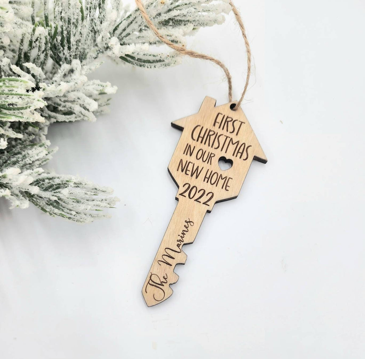 New Home Ornament,  Personalized First Christmas in new home ornament 2024 | house key wood ornament | Housewarming Gift