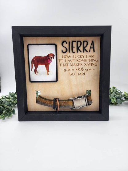 Personalized Pet Memorial Frame, Dog Collar Keepsake, Engraved Sympathy Gift, Pet Loss, Rainbow Bridge