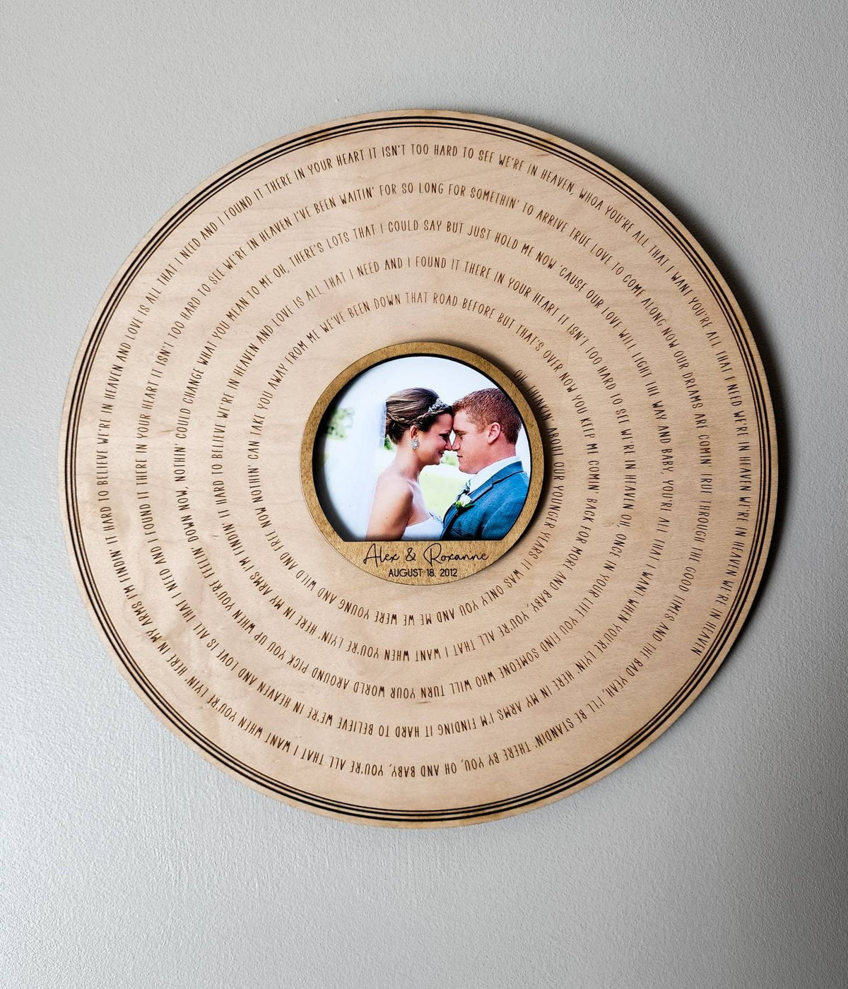 Custom Anniversary Gift, Engraved Song Lyric Wedding Song, Custom Picture Frame First Dance Wooden Record Wedding Anniversary
