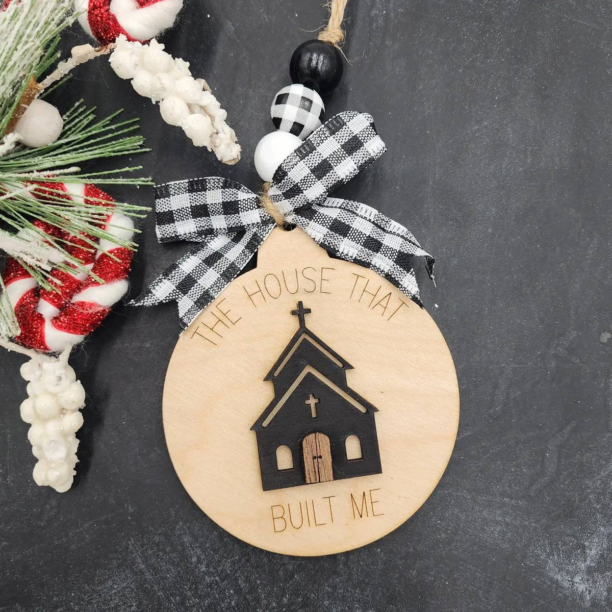 Church Ornament, The House That Built Me 3D Layered Wood Christian Ornament