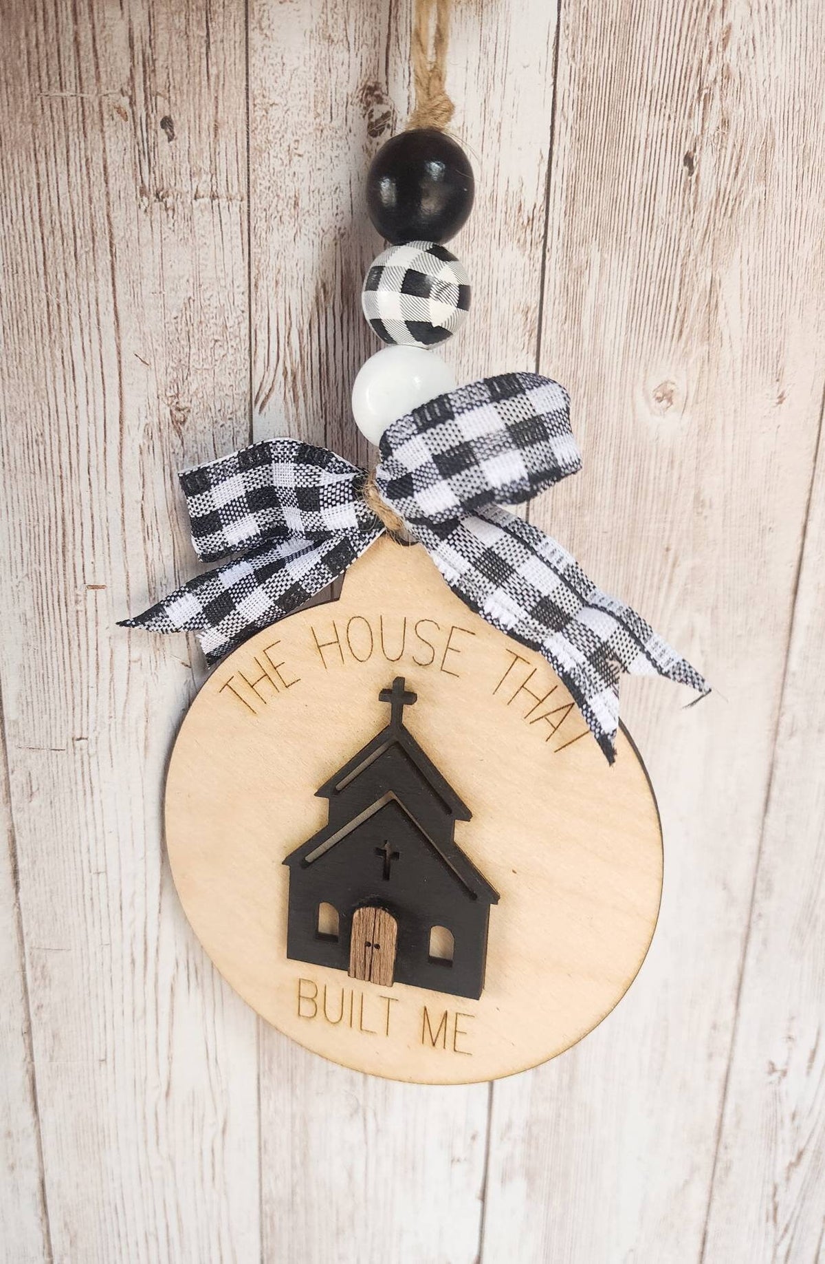 Church Ornament, The House That Built Me 3D Layered Wood Christian Ornament