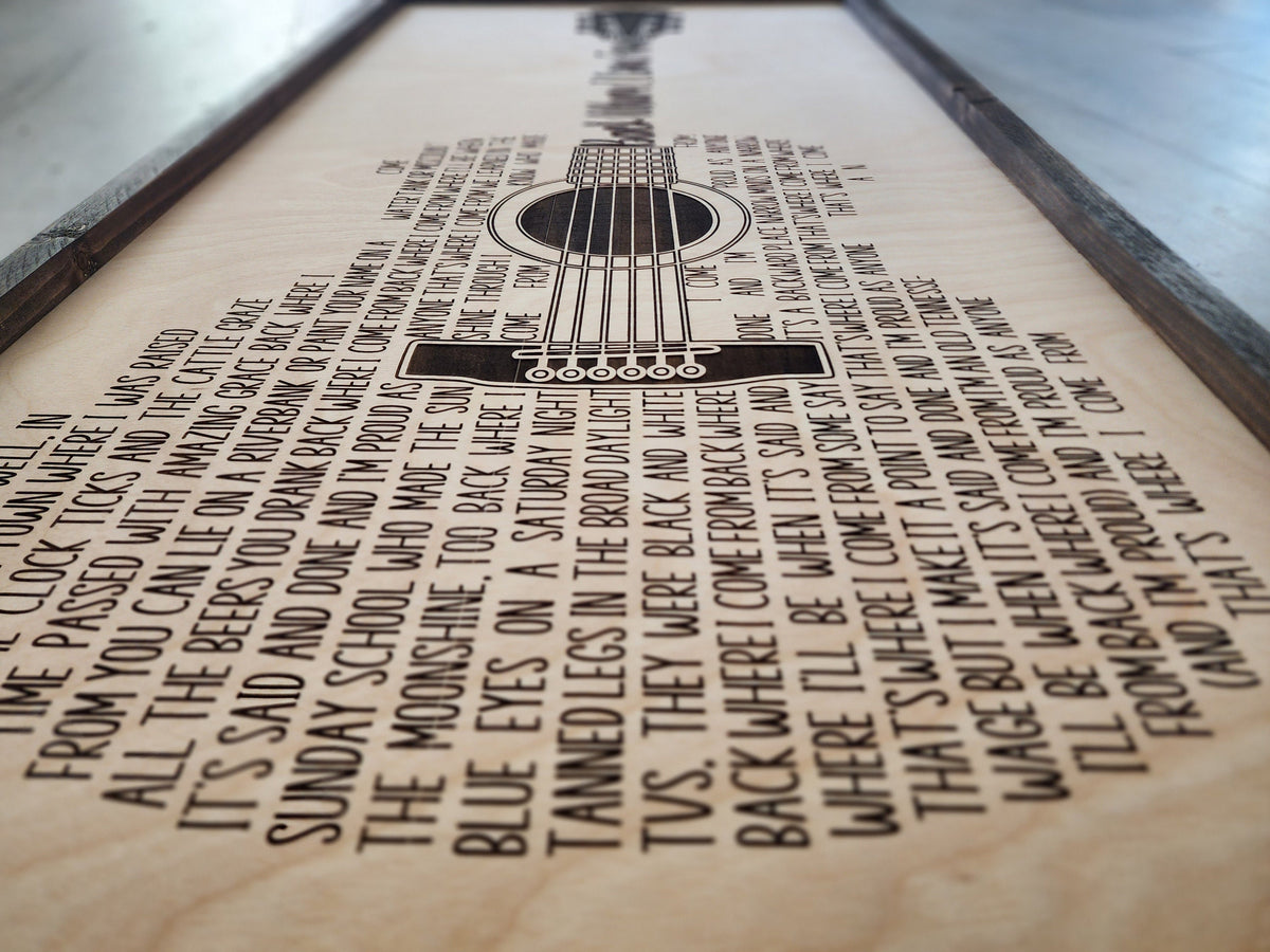 Custom Song Lyrics Guitar Sign • Laser Engraved Wood Wall Art • Personalized Music Gift • Anniversary • Wedding Gift • Handma