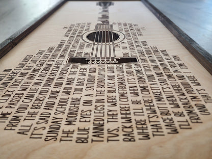 Custom Song Lyrics Guitar Sign • Laser Engraved Wood Wall Art • Personalized Music Gift • Anniversary • Wedding Gift • Handma