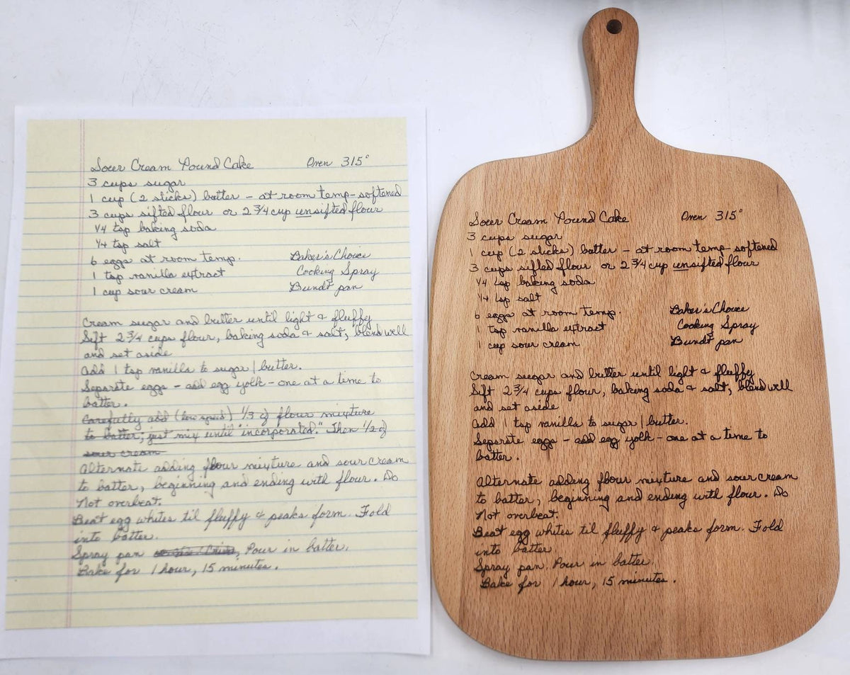 Custom Handwritten recipe wood cutting board,  Personalized cutting board, handwriting, Christmas Gift , Grandmas recipe