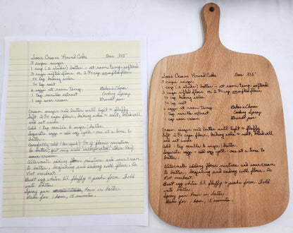 Custom Handwritten recipe wood cutting board,  Personalized cutting board, handwriting, Christmas Gift , Grandmas recipe