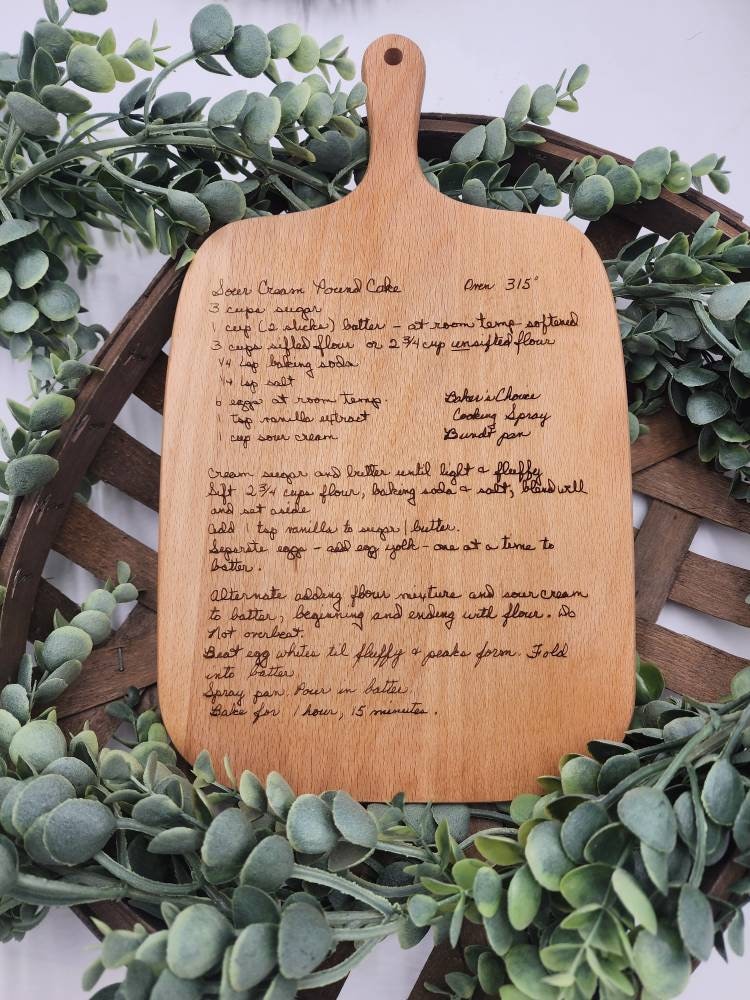 Custom Handwritten recipe wood cutting board,  Personalized cutting board, handwriting, Christmas Gift , Grandmas recipe