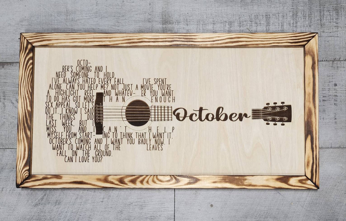 Custom Guitar Song lyric Framed Sign, Rustic Personalized Song Lyric Music Wall Decor,  Song Lyric Wall Decor, Song Writer Gi