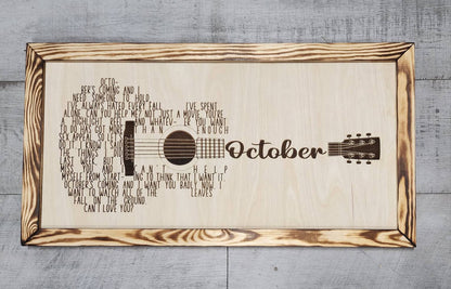 Custom Guitar Song lyric Framed Sign, Rustic Personalized Song Lyric Music Wall Decor,  Song Lyric Wall Decor, Song Writer Gi