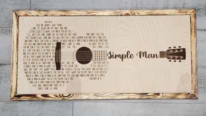Custom Guitar Song lyric Framed Sign, Rustic Personalized Song Lyric Music Wall Decor,  Song Lyric Wall Decor, Song Writer Gi