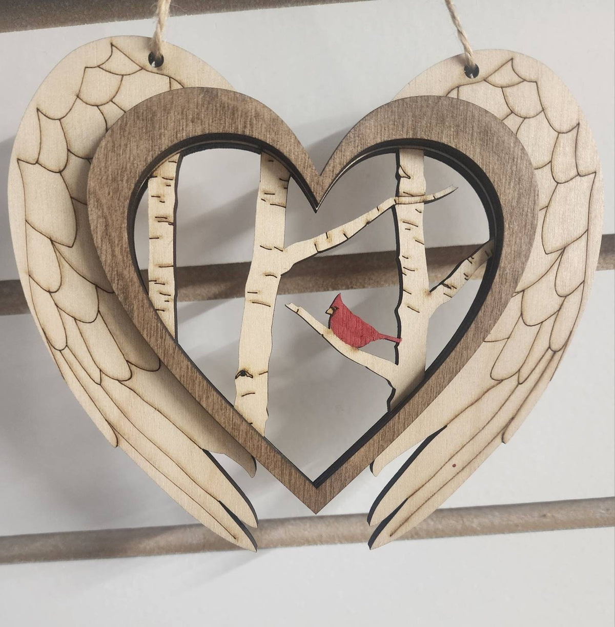 Cardinal Angel Wing Orament, 3 D Wood Ornament Cardinal,  Memorial Cardinals, Car Charm, Gift for Loved One