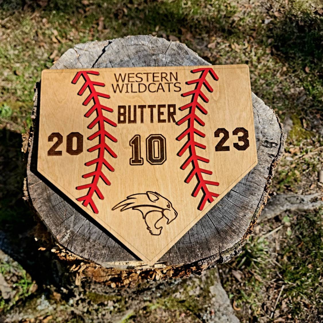 Personalized Baseball Plaque, Engraved Home Plate Wood Award