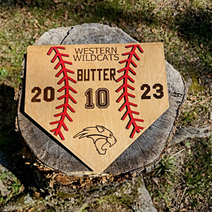 Personalized Baseball Plaque, Engraved Home Plate Wood Award