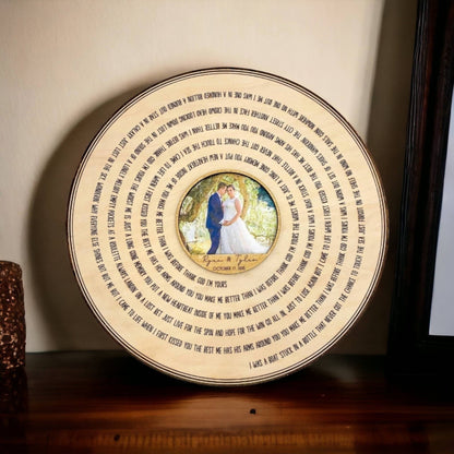 Custom Anniversary Gift, Engraved Song Lyric Wedding Song, Custom Picture Frame First Dance Wooden Record Wedding Anniversary