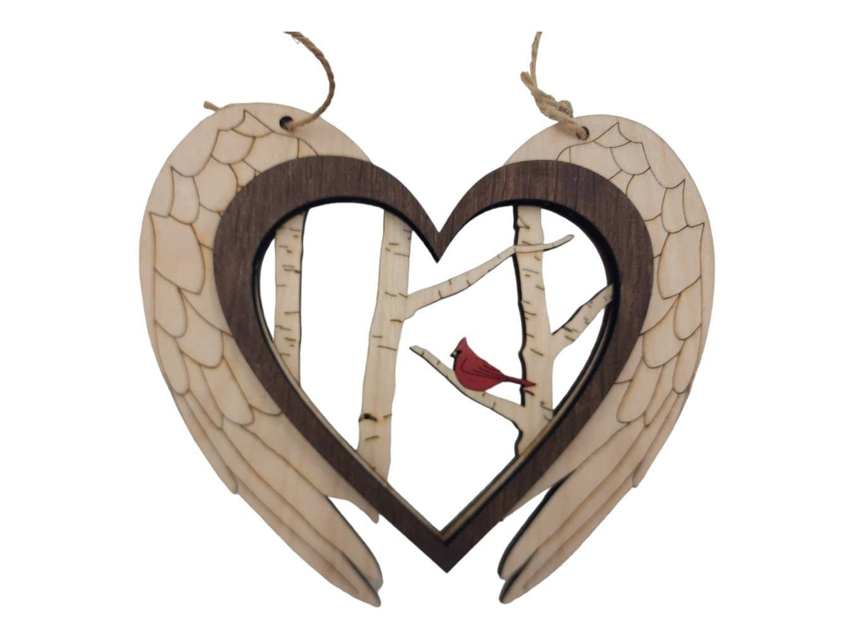 Cardinal Angel Wing Orament, 3 D Wood Ornament Cardinal,  Memorial Cardinals, Car Charm, Gift for Loved One