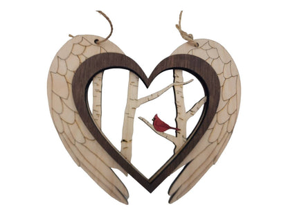 Cardinal Angel Wing Orament, 3 D Wood Ornament Cardinal,  Memorial Cardinals, Car Charm, Gift for Loved One