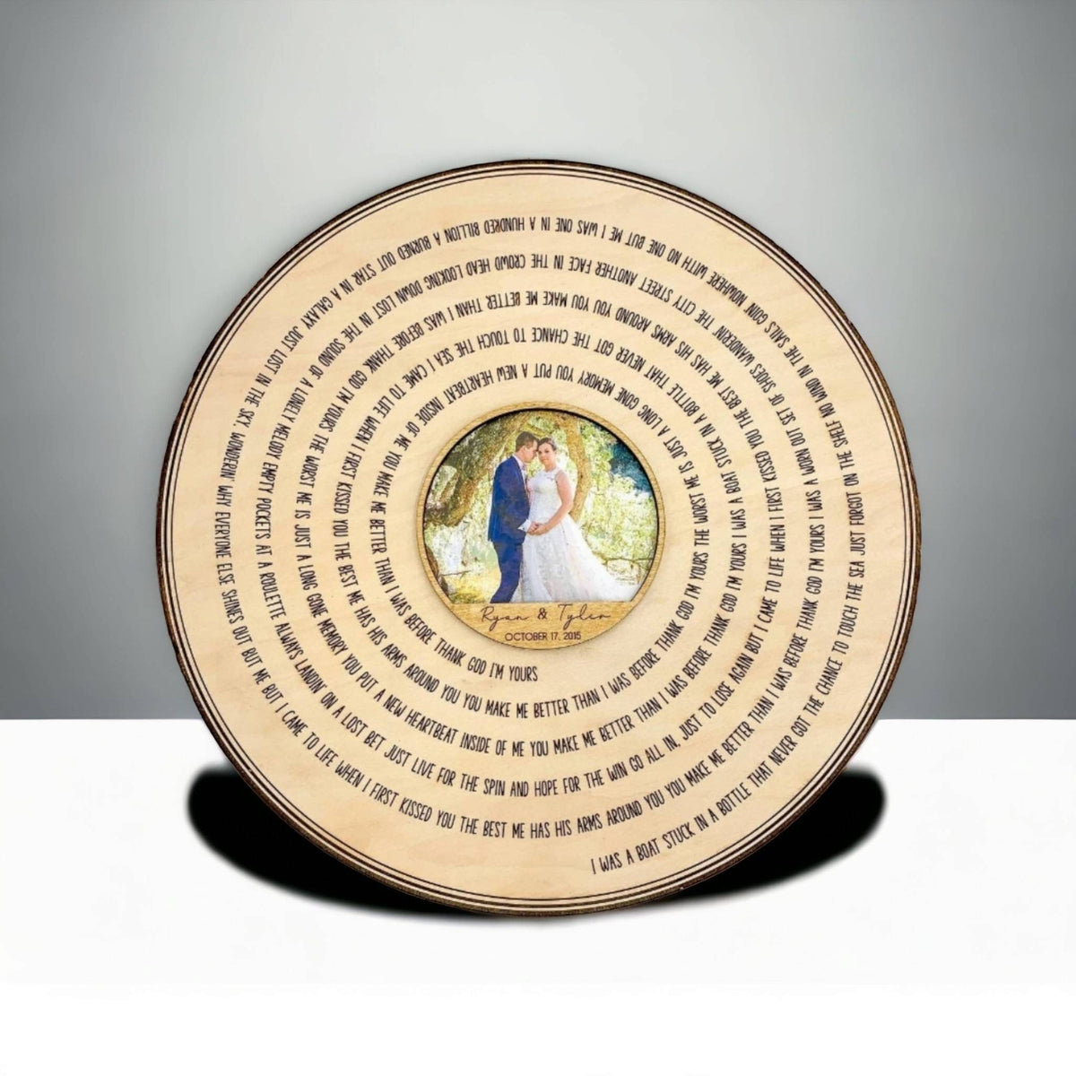 5th Wedding Anniversary Wood Gift, Custom Song Record Wall Decor, Personalized Engraved Wood Sign with Photo