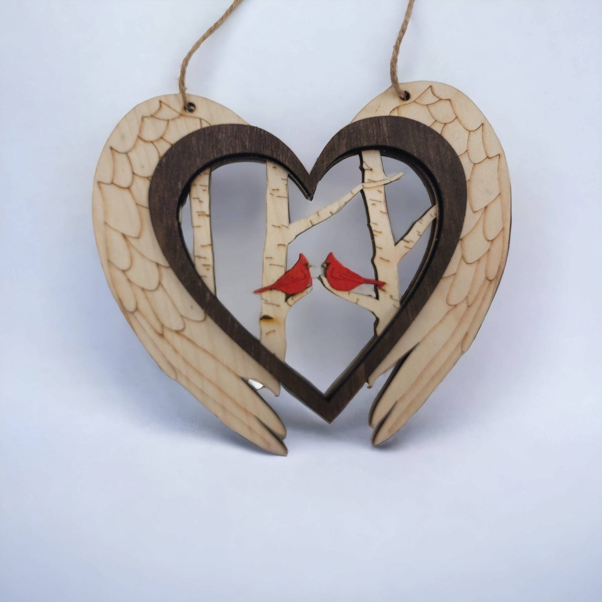 Cardinal Angel Wing Orament, 3 D Wood Ornament Cardinal,  Memorial Cardinals, Car Charm, Gift for Loved One