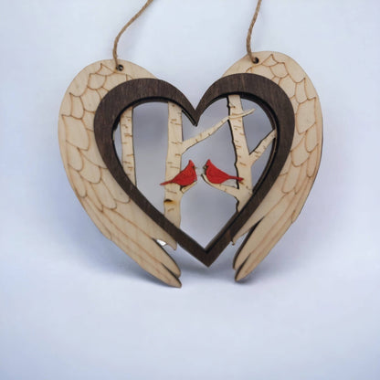 Cardinal Angel Wing Orament, 3 D Wood Ornament Cardinal,  Memorial Cardinals, Car Charm, Gift for Loved One